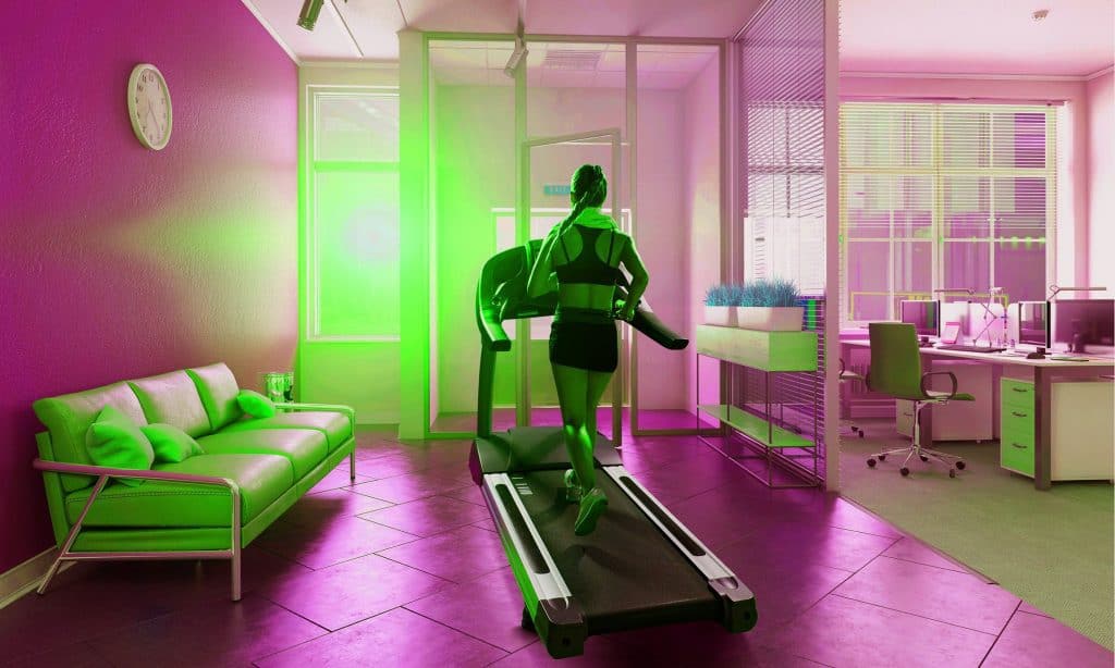 Woman on Treadmill In her Home Office - heydayDo image
